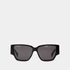 Bottega Veneta Black Bold Triangle Stud Squared Sunglasses
