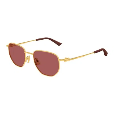 Bottega Veneta Bv1301s 008 Occhiali Da Sole Oro Per Uomo In Brown