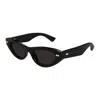 Bottega Veneta Black Bold Ribbon Stud Cat Eye Sunglasses In Black