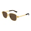 Bottega Veneta Gold-gold-brown Metal Sunglasses In Gold