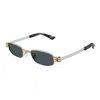 Bottega Veneta Bv1381s Linea Other 003 Silver Blue Sunglasses In Green