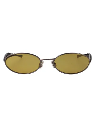 Bottega Veneta Ruthenium-ruthenium-yellow Metal Sunglasses