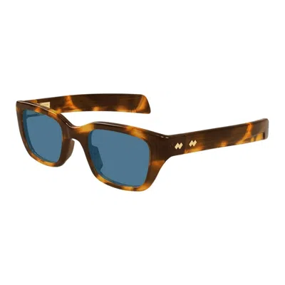 Bottega Veneta Bv1393s Linea Ribbon 006 Havana Blue Sunglasses In Brown