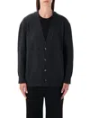 Bottega Veneta Cashmere Cardigan With Intrecciato Leather Patches In Black