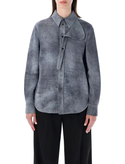 Bottega Veneta Cloudy Suede Shirt In Gray