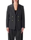 Bottega Veneta Grey Blazer With Gold Knot Buttons In Black
