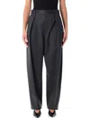Bottega Veneta Grey Moiré Wool Pleated Trousers In Gray