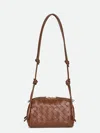 Bottega Veneta Intrecciato Nappa Clutch With Adjustable Tubular Shoulder Strap In Brown