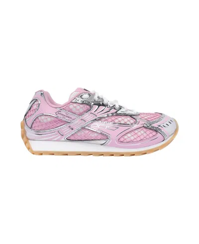Bottega Veneta Lace-up Fastening Sneakers With Technical Fabric Lining In Pink