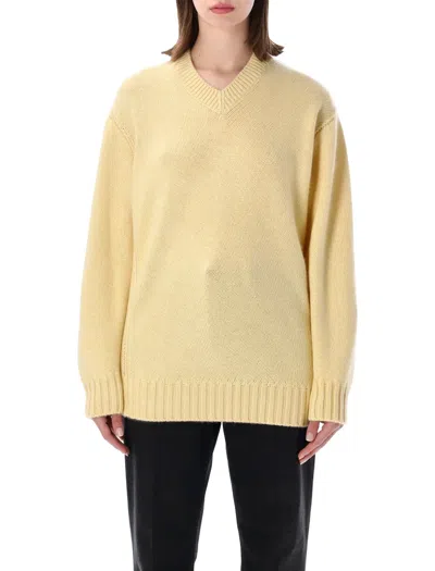 Bottega Veneta Oversized Cashmere Knit Sweater In Yellow