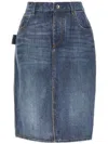 Bottega Veneta Denim Printed Silk And Viscose Midi Skirt
