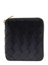 Bottega Veneta Woman Black Intreccio Leather Wallet In Multicolor