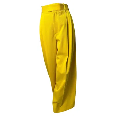 Pre-owned Bottega Veneta Bottega Venete High-waisted Yellow Wool Trousers Pants Sz.38