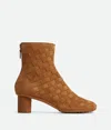 Bottega Veneta Atomic Intrecciato Suede Ankle Boots In Caramel