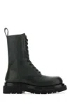 Bottega Veneta Bottle Green Leather Lug Ankle Boots