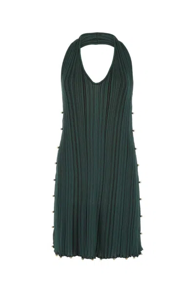 BOTTEGA VENETA BOTTLE GREEN POLYESTER MINI DRESS