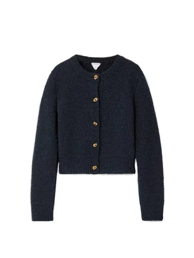 Bottega Veneta Blue Bouclé Wool Cardigan