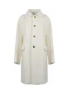Bottega Veneta Bouclé Coat In Wool And Mohair In White