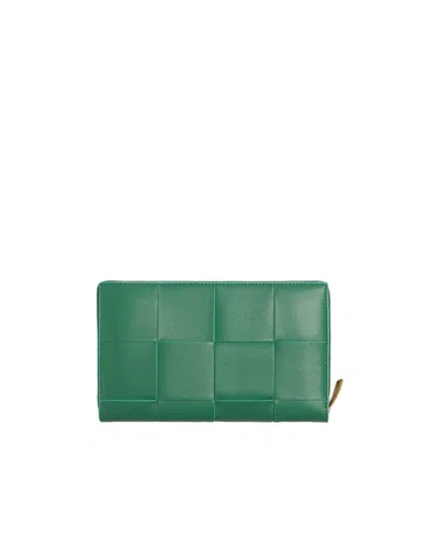 Bottega Veneta Box Zipper Wallet In Green
