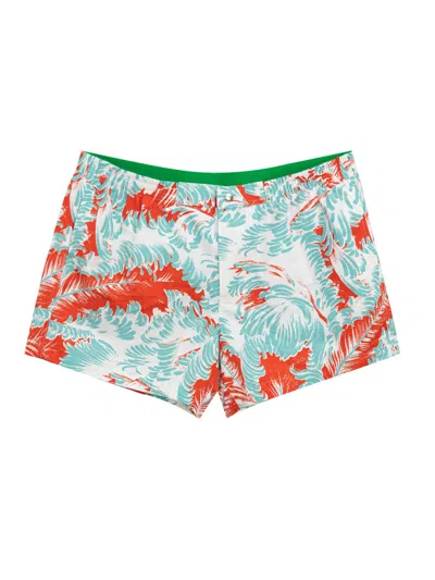 Bottega Veneta Feather-print Polyamide Swim Shorts In Blue