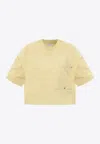 Bottega Veneta Jersey Cropped T-shirt With V Pocket In Yellow