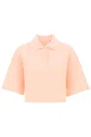 Bottega Veneta Cropped Cotton Piquet Polo In Pink
