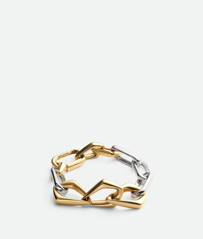 Bottega Veneta Chain Armband In Silver/yellow Gold