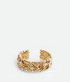 Bottega Veneta Intreccio Large Cuff Bracelet In Yellow Gold