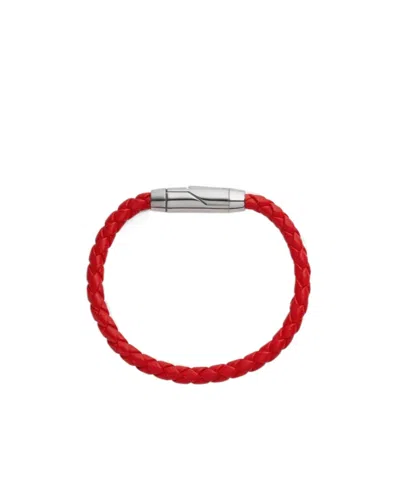 Bottega Veneta Braid Knit Detail Bracelet In Red