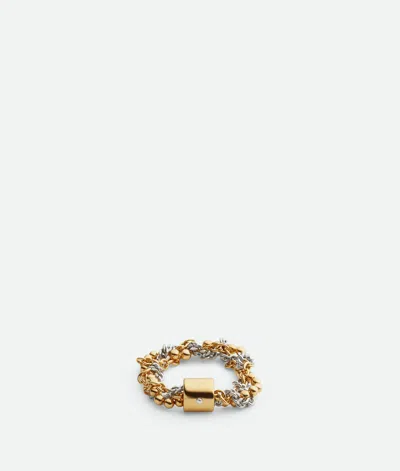 Bottega Veneta Braid Ring In Silver/yellow Gold