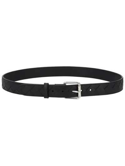 Bottega Veneta Braided Belt In Black