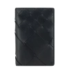 Bottega Veneta Leather Intrecciato Bifold Card Holder In Black