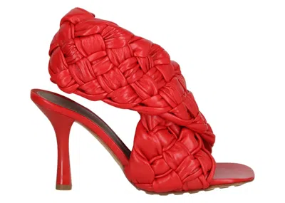 Pre-owned Bottega Veneta Braided Crisscross Heel Sandal (women's) Sneakers In Red