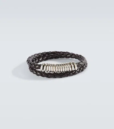 Bottega Veneta Braided Leather Bracelet In Brown