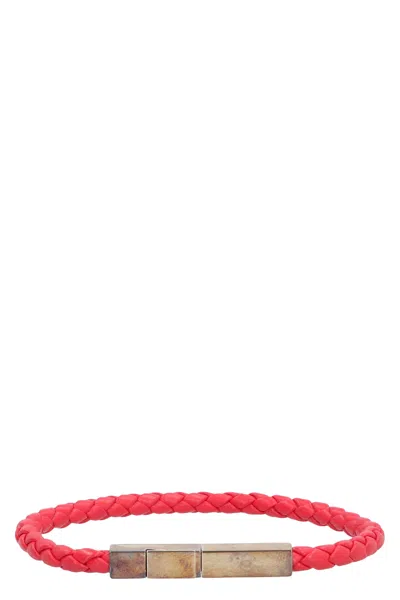 Bottega Veneta Braided Leather Bracelet In Red