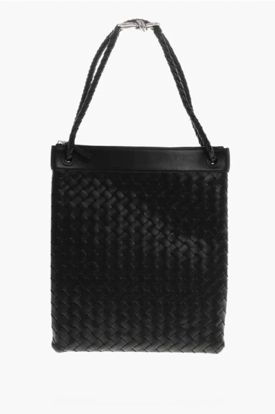 Bottega Veneta Braided Leather Shoulder Bag In Black