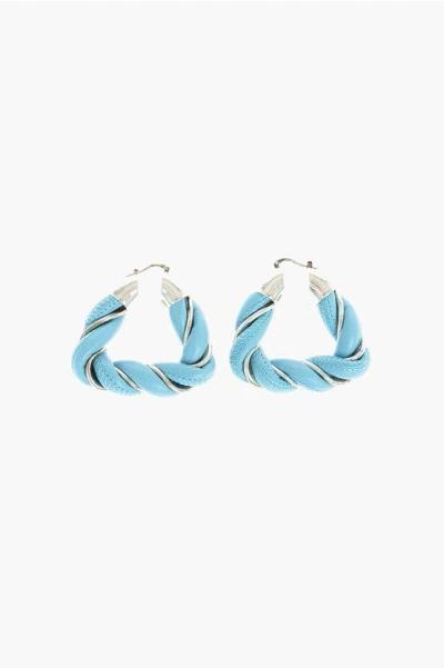 Bottega Veneta Braided Leather Triangle Earrings