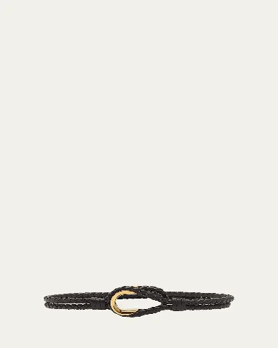 Bottega Veneta Braided Leather Waist Belt In Fondant Brass