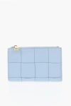 Bottega Veneta Braided Leather Wallet With Zip In Blue