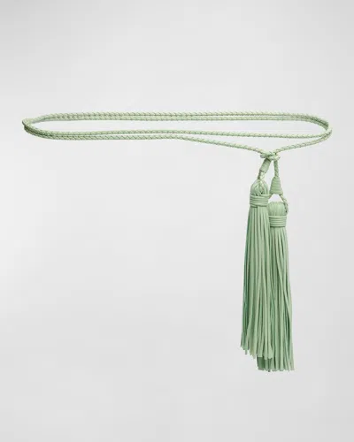 Bottega Veneta Braided Tassel Leather Belt In Green