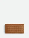 Bottega Veneta Large Flap Woven Rectangular Purse In Brown