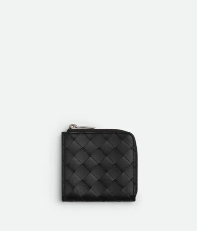 Bottega Veneta Braided Zippered Wallet In Black