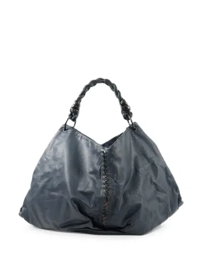 Pre-owned Bottega Veneta Braided-handle Tote Bag In Blue