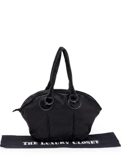 Pre-owned Bottega Veneta Braided-trim Calf Leather Satchel Bag In Black