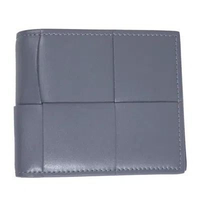 Pre-owned Bottega Veneta Brand  Cassete Intrecciato Gray Leather Bifold Wallet 649603