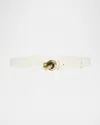 Bottega Veneta Brass Knot Skinny Leather Belt In String M Brass