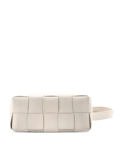 Pre-owned Bottega Veneta Brick Cassette Maxi Intrecciato Leather Small Shoulder Bag In White