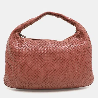 Pre-owned Bottega Veneta Brick Red Intrecciato Leather Medium Veneta Hobo
