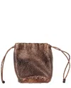Bottega Veneta Bronze Leather Drawstring Pouch (authentic Pre-loved) In Brown