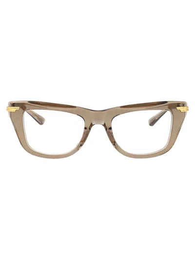 Bottega Veneta Brown Acetate Optical Glasses In Transparent